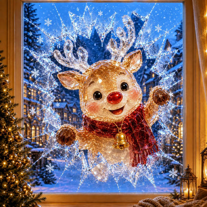 19.7'' Crystal Christmas Break-In Window Decal Shattered-Glass Holiday Window Decoration