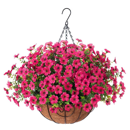 Simulated Hanging Flower Basket No Watering. No Wilting. Just Perfect Blooms