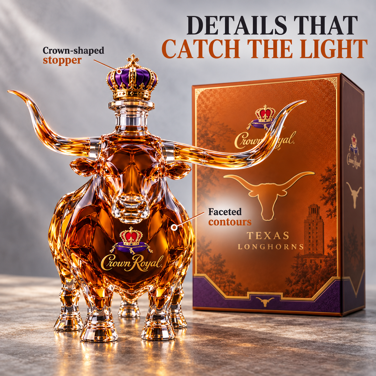 Crown Royal Texas Longhorns Whiskey Bottle