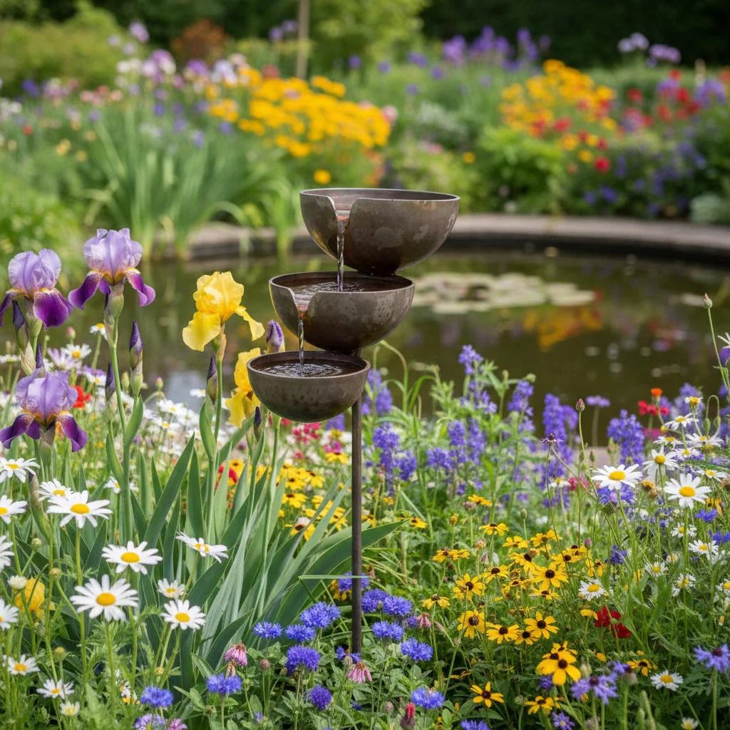 Cascading Rain Catcher Birdbath