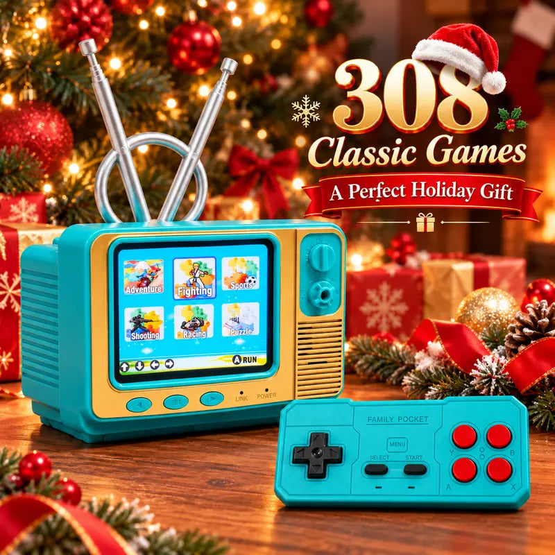 GV300 Retro Mini TV Gaming Console 2.8' IPS Screen, 308 Classic Games & Wireless Controller