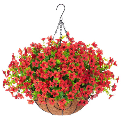 Simulated Hanging Flower Basket No Watering. No Wilting. Just Perfect Blooms
