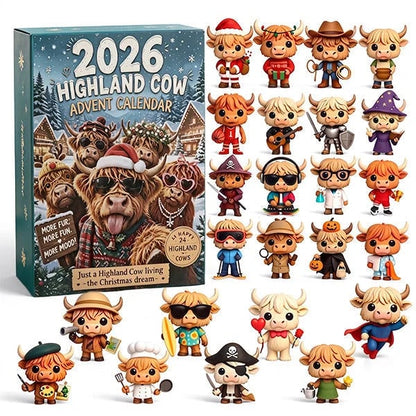 Highland Cow Advent Calendar 2026 24-Day Christmas Countdown with Cute Highland Cow Figurines