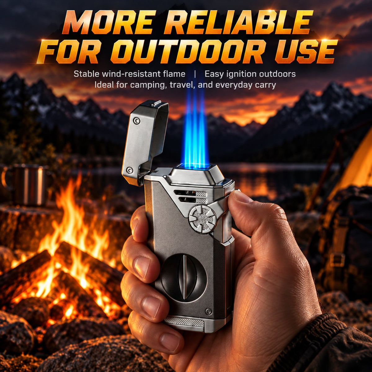 Multifunctional Quad-Flame Lighter Windproof & Refillable Butane Lighter