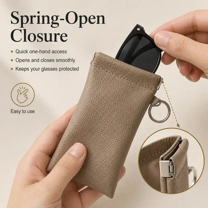Elastic Opening PU Leather Sunglasses Pouch Soft Portable Anti Scratch Eyeglasses Storage Protective Bag