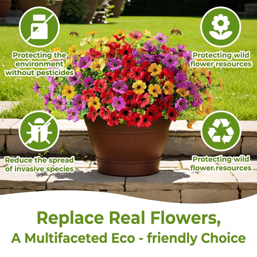 UV Resistant Artificial Flowers Fade-Free & Colorful for Garden, Patio, Home Decor