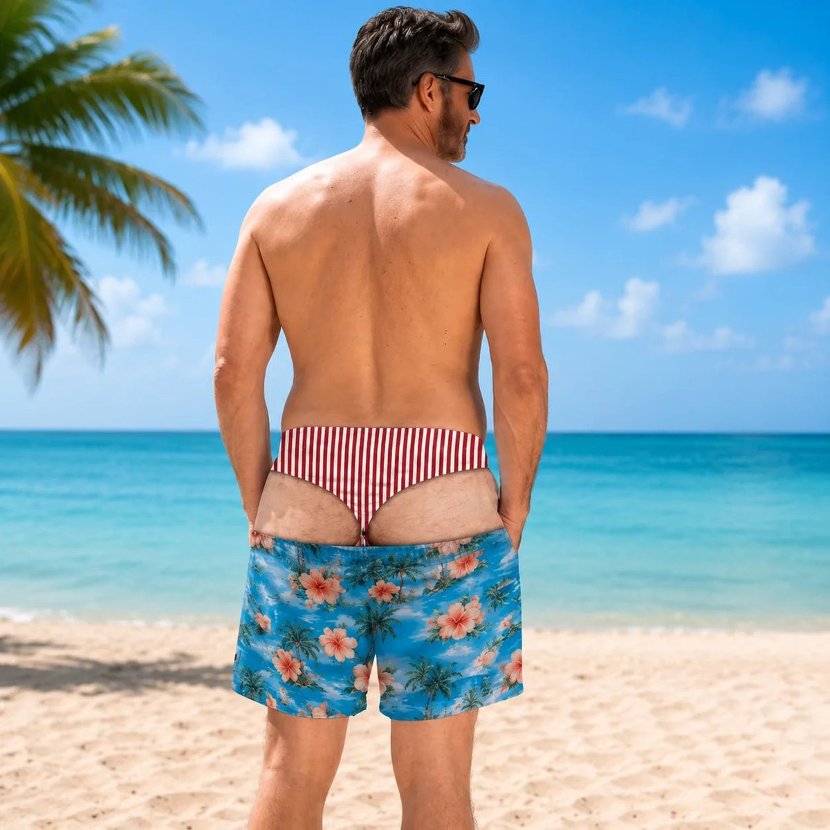 Funny Patriotic Men Swim Trunks - Personalized Birthday Gifts For Husband, Son, Grandson, Brother, Grandpa, Dad