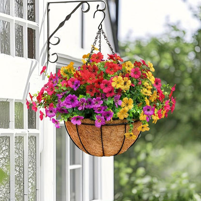 Simulated Hanging Flower Basket No Watering. No Wilting. Just Perfect Blooms
