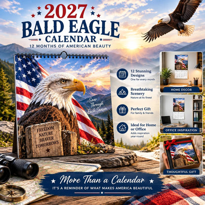 2027 Bald Eagle Wall Calendar 12 Months of Freedom & American Beauty