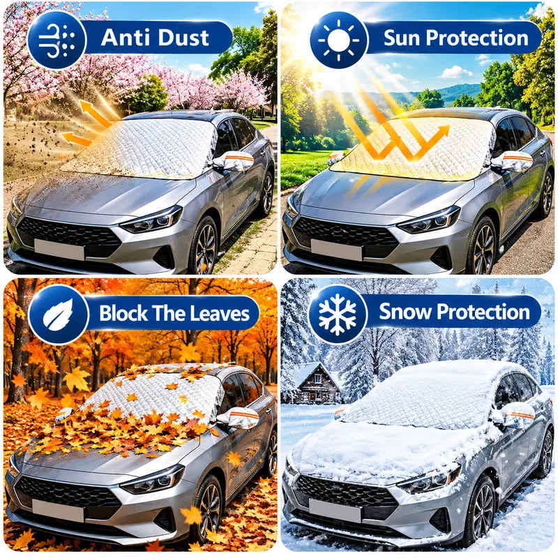 Magnetic Car Windshield Snow Cover 3-Layer Frost & Snow Protector with Side Mirror Covers