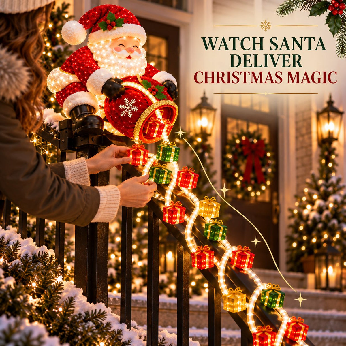 ⚡Santa’s Glowing Cascade: Transform Your Railing Into Christmas Magic🎅✨