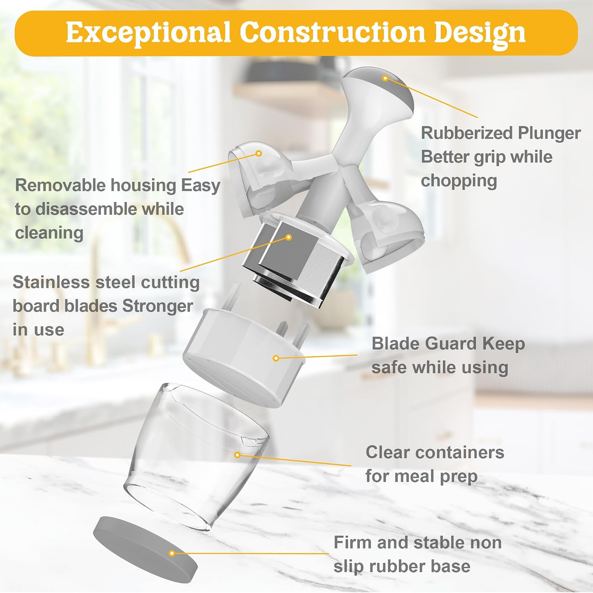 Push & Chop Manual Food Chopper Quick Prep for Onions, Garlic, Veggies & More