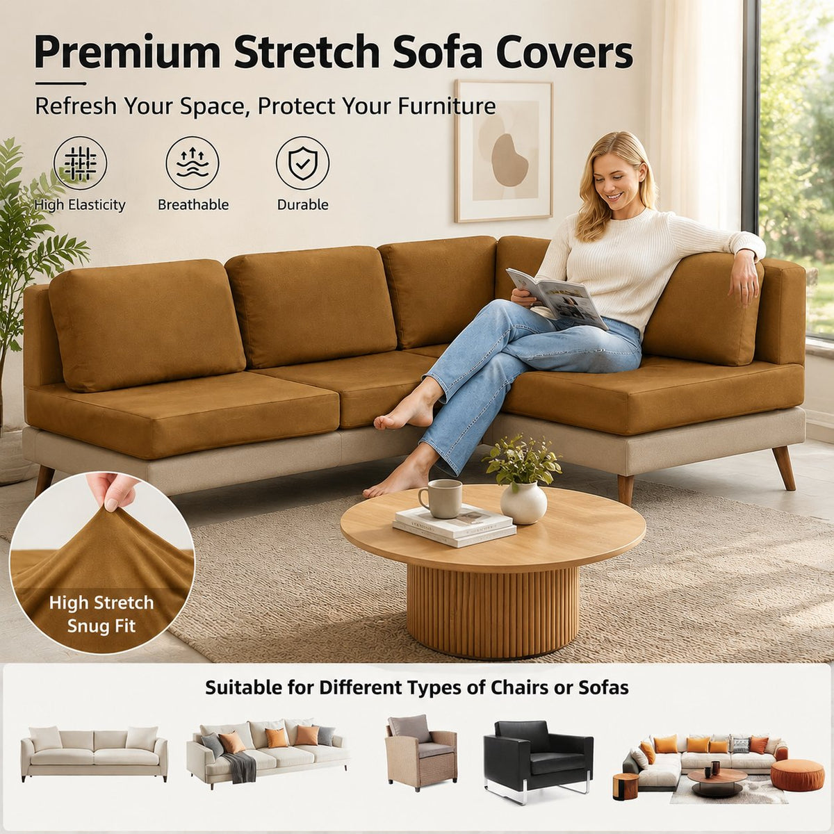 Stretch Sofa Cushion Covers Set (4 / 8 / 12 PCS)