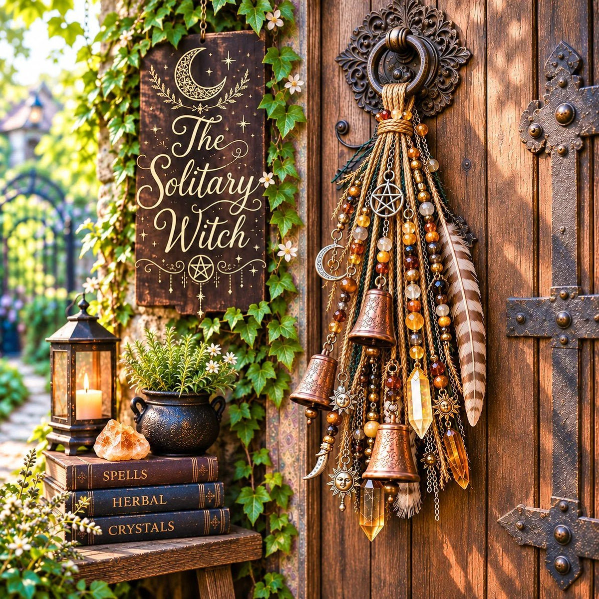 Witchy Door Charm | Bells, Crystals & Celestial Hanging Decor