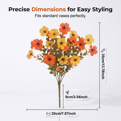 Artificial Autumn Violet Flower Bouquet Weatherproof Faux Fall Floral Stems for Porch & Home