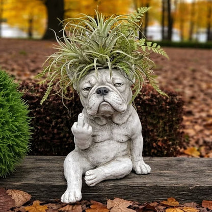 Funny French Bulldog Planter Sassy Dog Statue Flower Pot For Home & Desk Decor