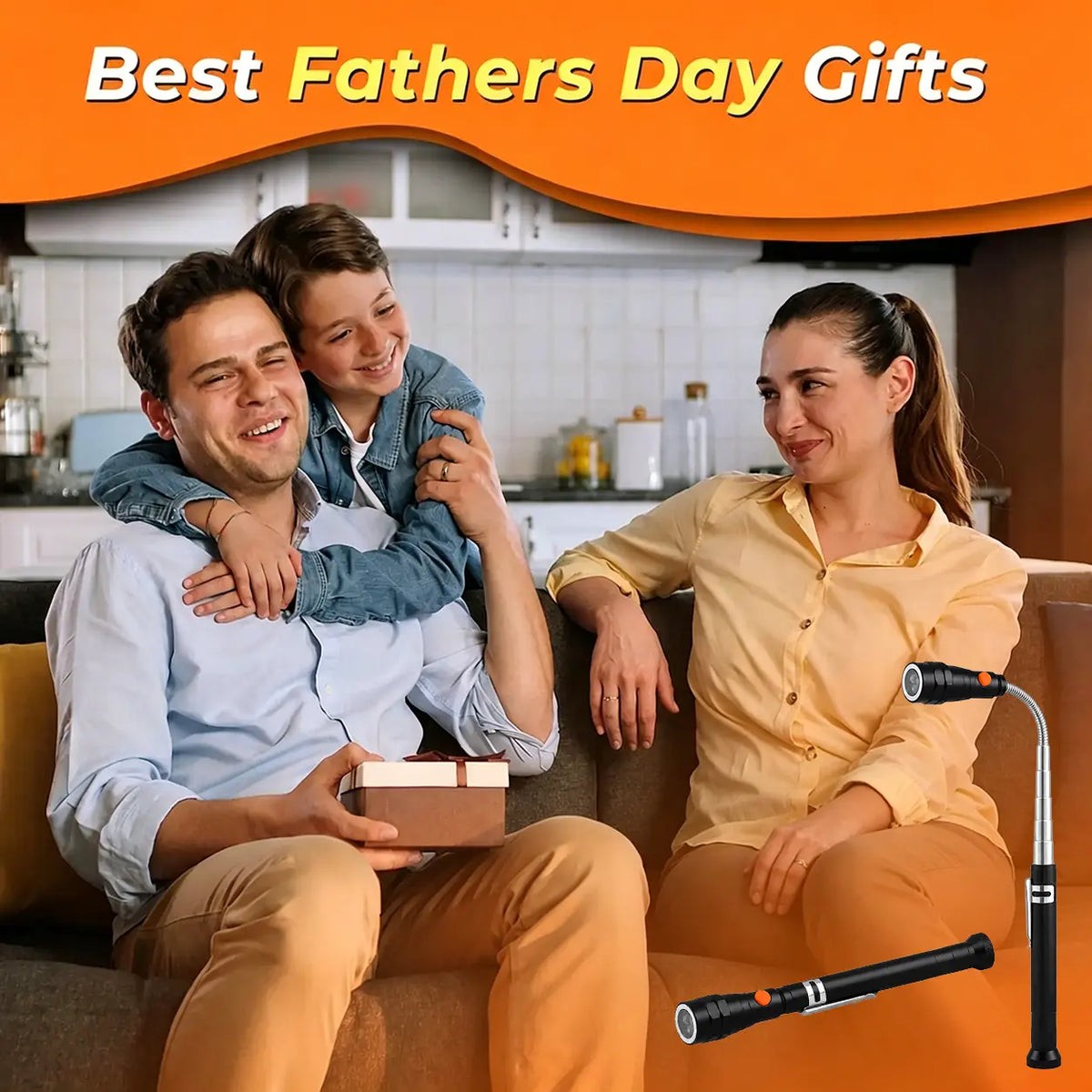 Extendable Magnetic Pickup Tool with LED Light Telescoping, Perfect Gift for Dad