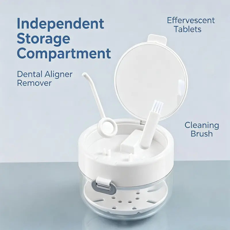 Retainer & Denture Cleaner Case with Drain Tray