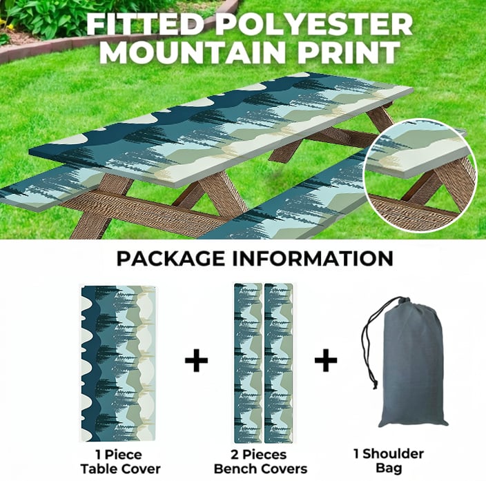 Stretch Tablecloth with Bench Covers & Carrying Bag