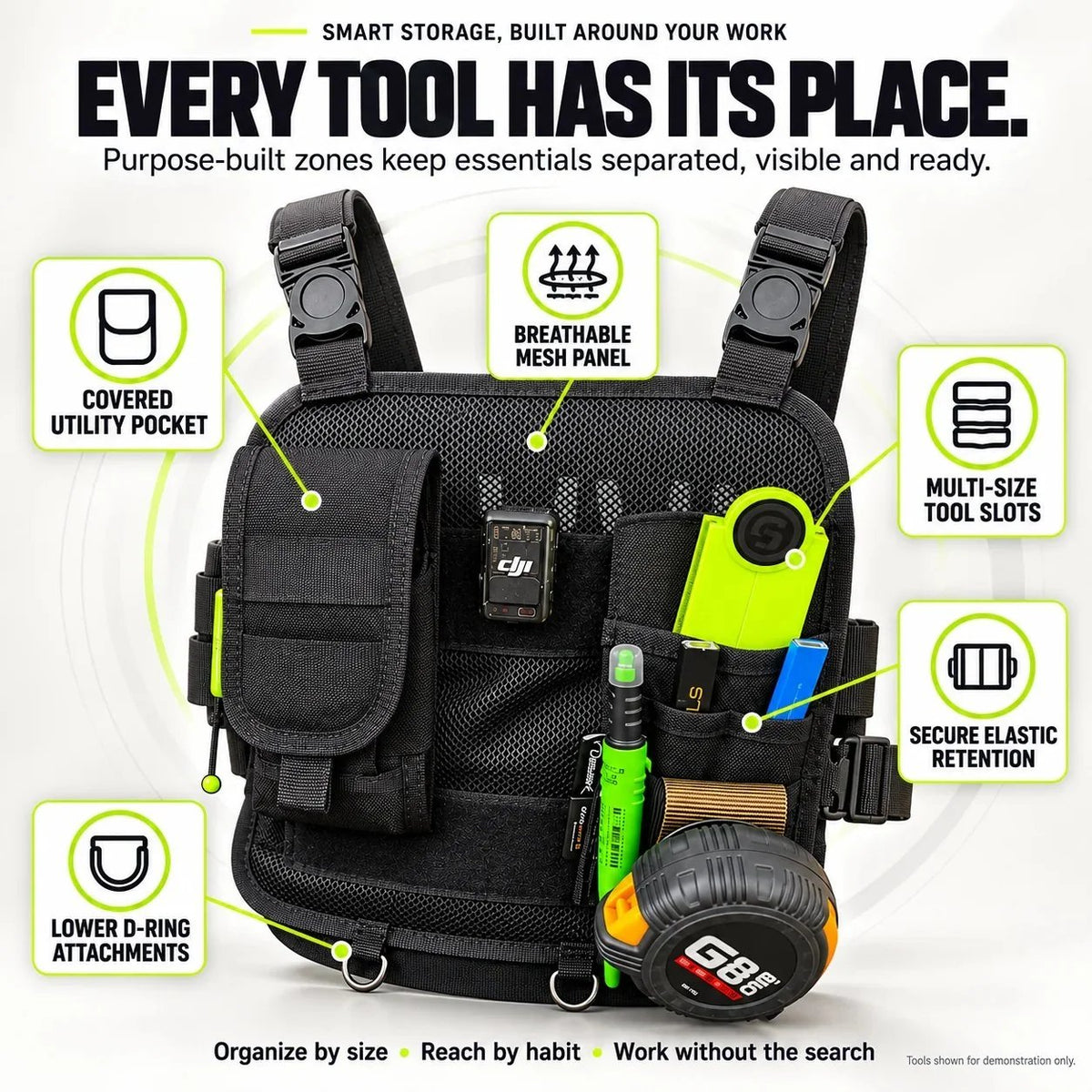 Hands-Free Multi-Pocket Chest Tool Organizer Keep Every Essential Within Reach