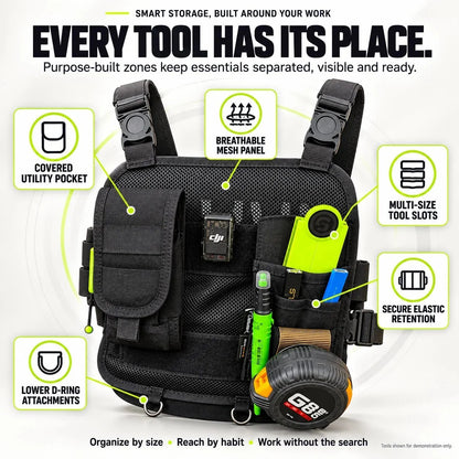 Hands-Free Multi-Pocket Chest Tool Organizer Keep Every Essential Within Reach