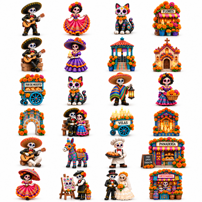 D a de los Muertos 24-Day Heritage Village Advent Calendar | Hand-Painted Mexican Keepsake