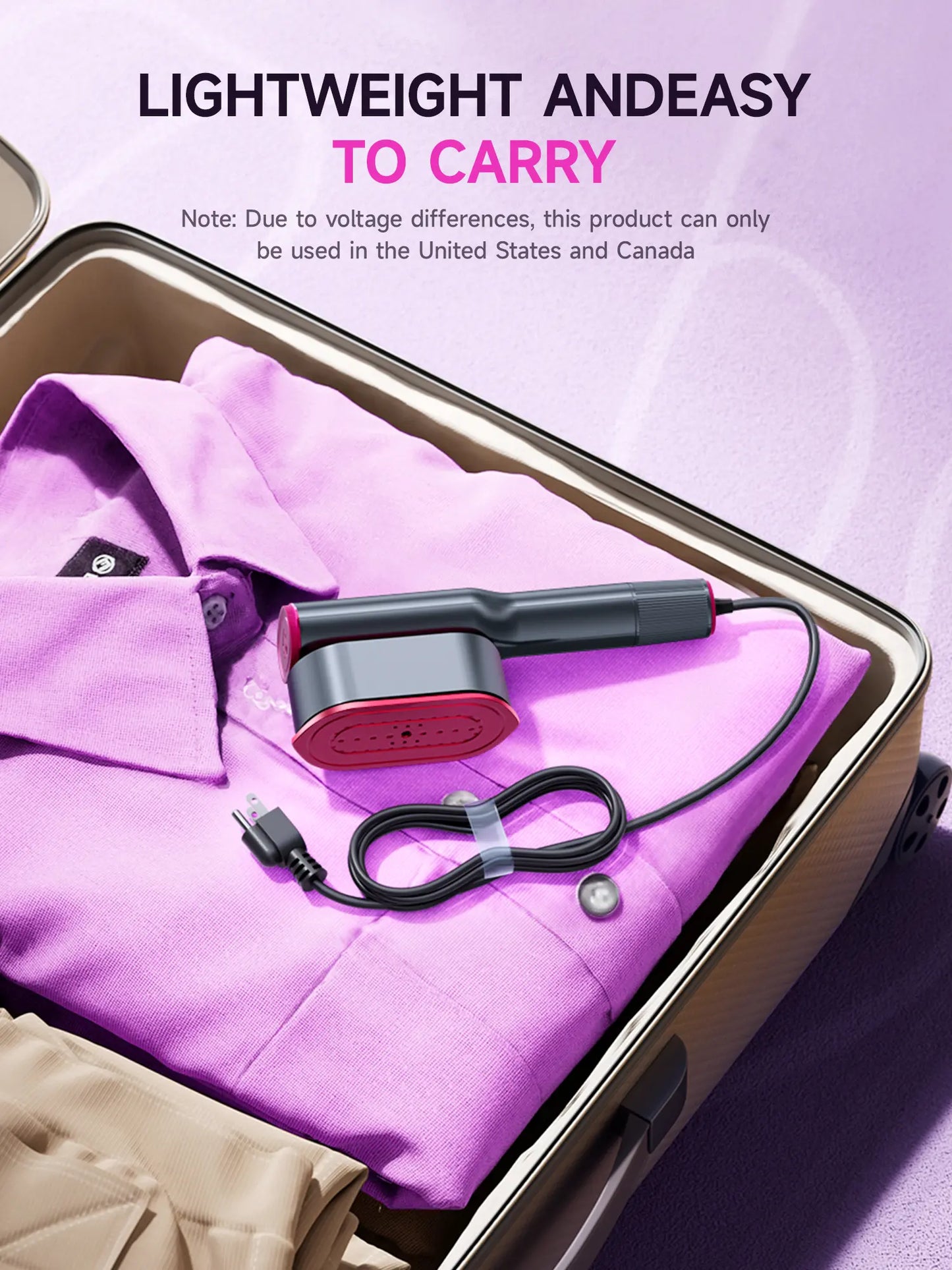 Portable garment steamer iron with swivel handle