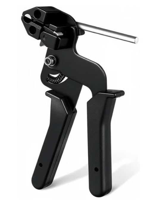 Stainless Steel Cable Tie Gun Tool with Metal Zip Ties, Heavy Duty Cable Tie Tightener & Cutter for Industrial, Fencing