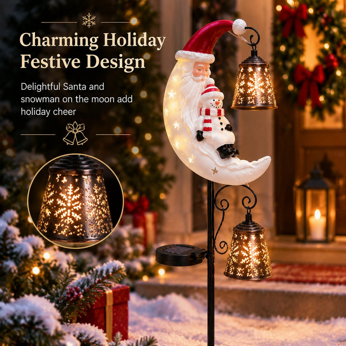 Christmas Moon Solar Stake Light