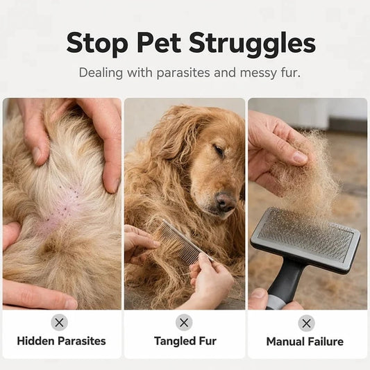 Electric Pet Hair Comb Suction & Detangling Tool, Gentle Grooming for Dogs & Cats