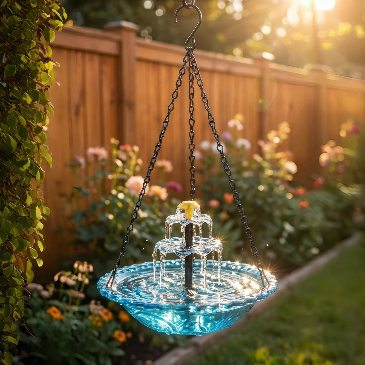 Spring --Solar Powered Hanging Bird Bath Fountain