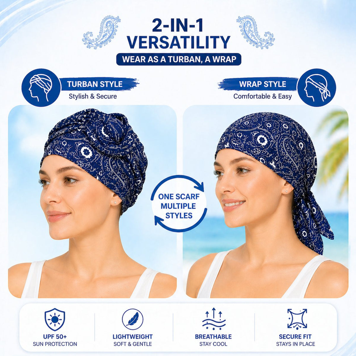 Paisley Cooling Headscarf Cap Set Stay Cool & Chic All Summer!