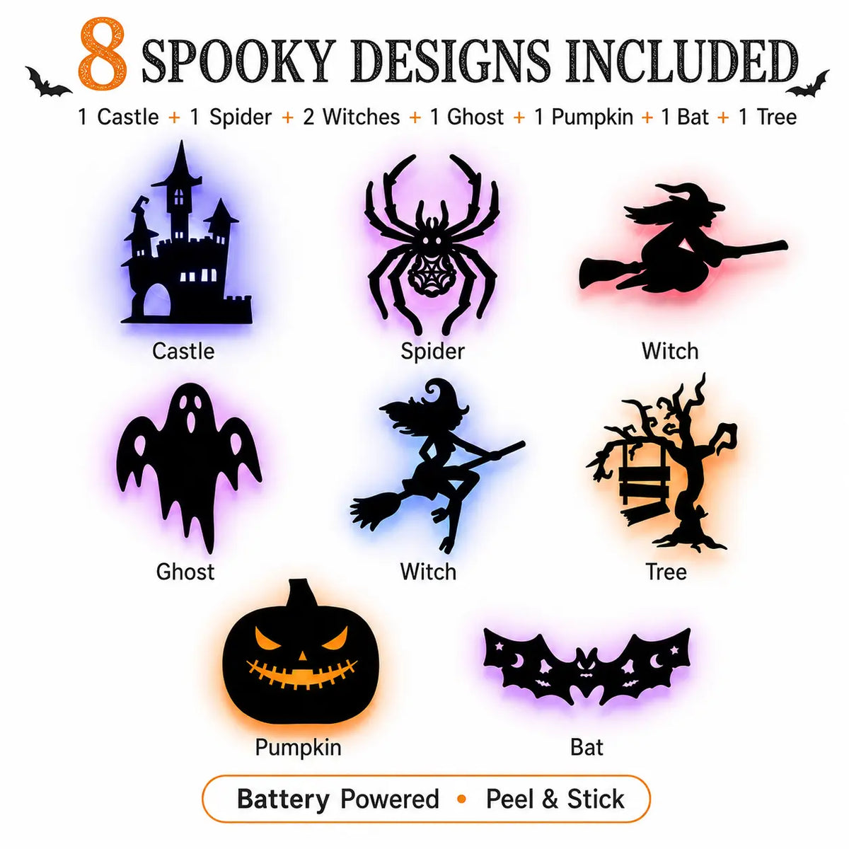 🕯️Halloween LED Silhouette Wall Light Stickers👻🎃
