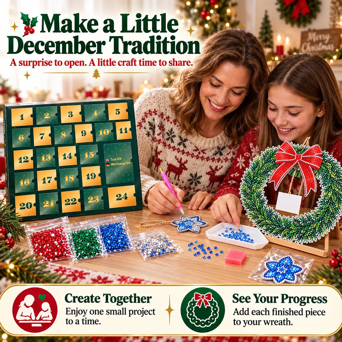 Beginner-Friendly 24-Day Diamond Art Wreath Advent Calendar Craft Your Christmas Countdown