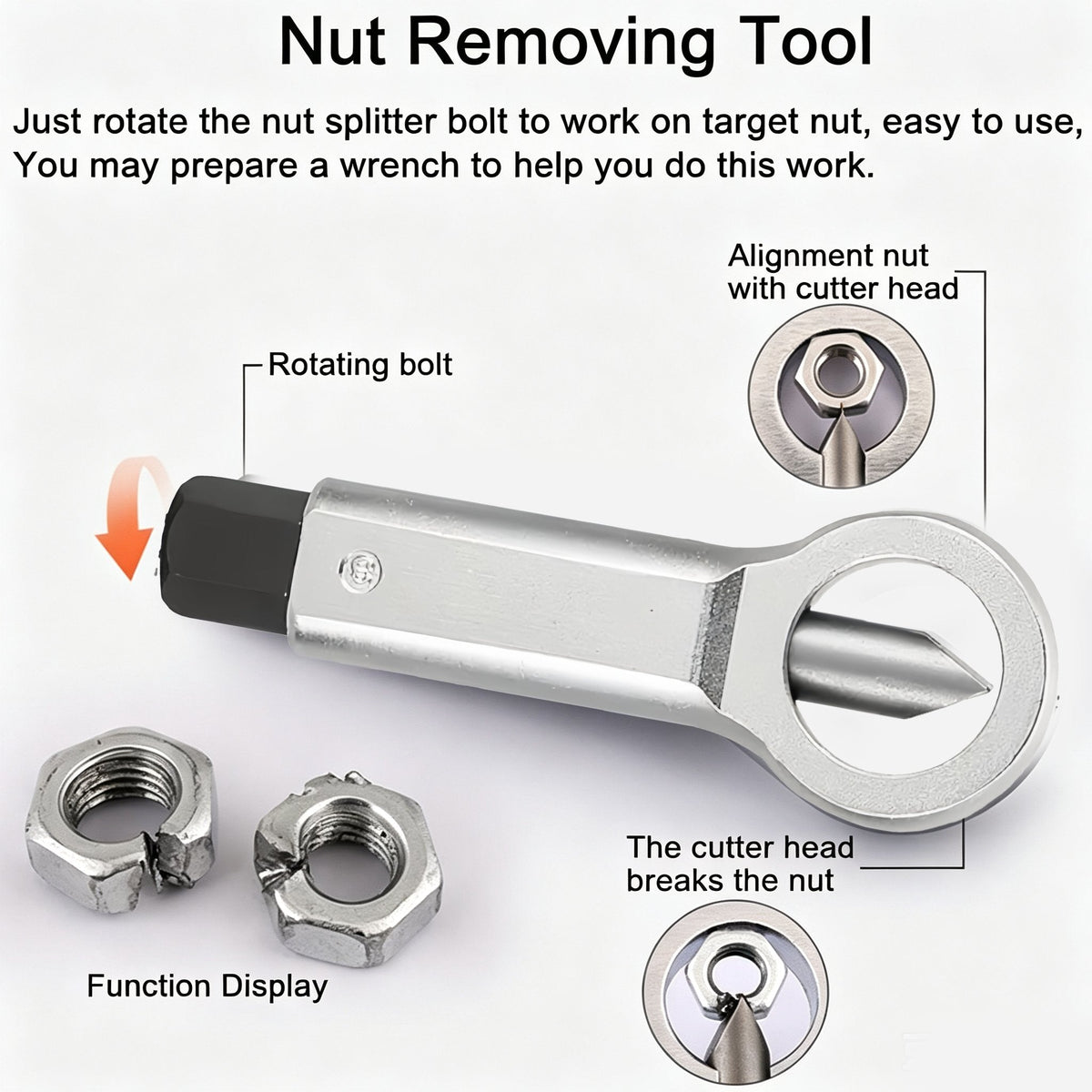 Manual Nut Splitter Extractor | Heavy Duty Steel Rusted Seized Nut Remover for Automotive & DIY Repair