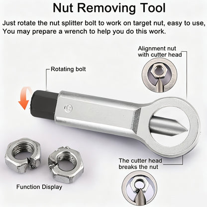 Manual Nut Splitter Extractor | Heavy Duty Steel Rusted Seized Nut Remover for Automotive & DIY Repair