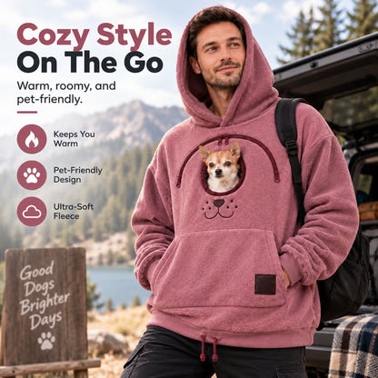 Cozy Fleece Pet Bonding Pouch Hoodie Warm & Supportive Small Pet Carrier Clothing