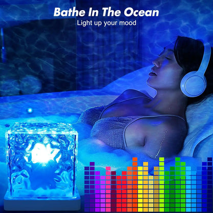 Rechargeable Waterproof Shower Light 16 Colors Ocean Wave Projector with Remote