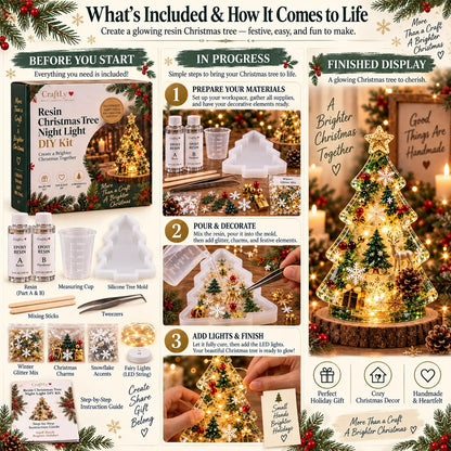 Beginner-Friendly Resin Christmas Tree Night Light DIY Kit | Complete Kit with Mold, Resin