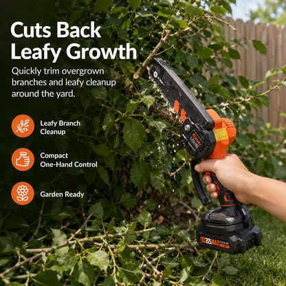 Cordless Mini Chainsaw One-Hand Electric Pruning Saw for Branches & Yard Work