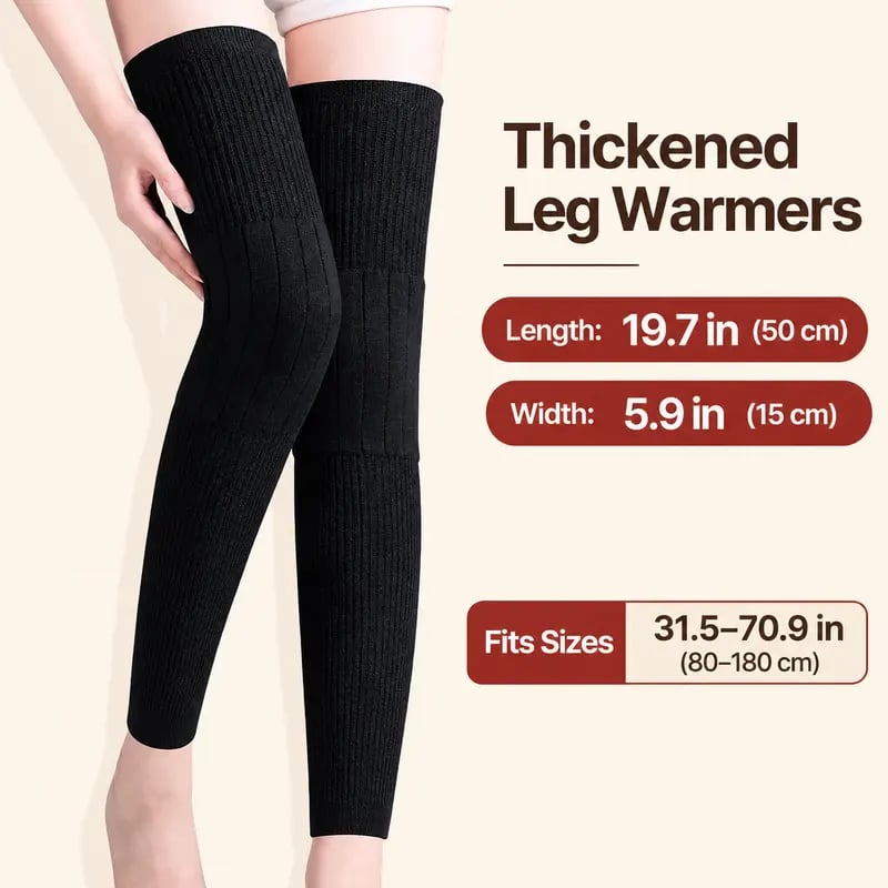 Fleece Knee Warmers Extended Thermal Knee Sleeves for Men & Women with Non-Slip Fit