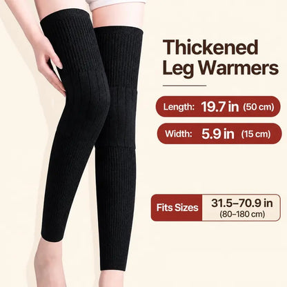 Fleece Knee Warmers Extended Thermal Knee Sleeves for Men & Women with Non-Slip Fit