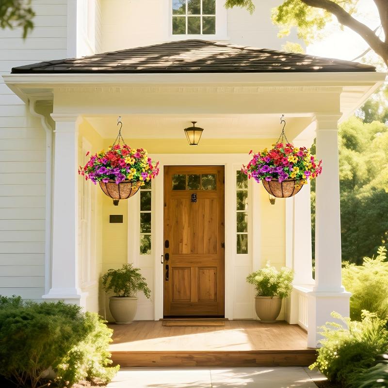 Simulated Hanging Flower Basket No Watering. No Wilting. Just Perfect Blooms