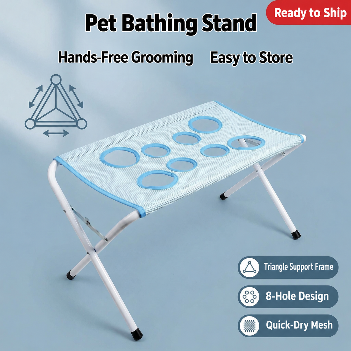 Foldable Pet Grooming & Bath Stand Hands-Free Washing, Trimming & Drying Table for Cats & Small Dogs