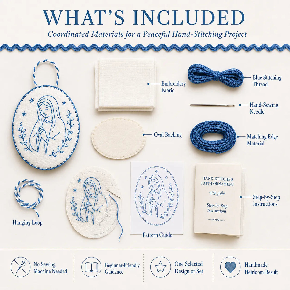 Beginner-Friendly DIY Heirloom Oval Embroidery Ornament Kit Collection