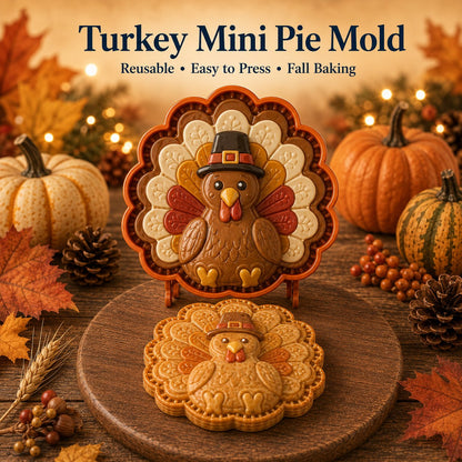 8-Design Fall Mini Pie Mold Collection | Reusable Embossed Molds for Shaping Detailed Owl, Fox, Turkey, Pumpkin