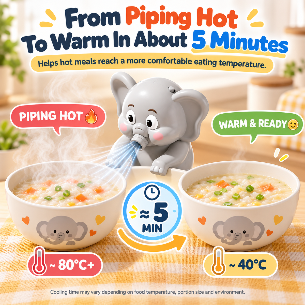 Hands-Free Food Cooling Fan Cool Meals Faster Without Blowing
