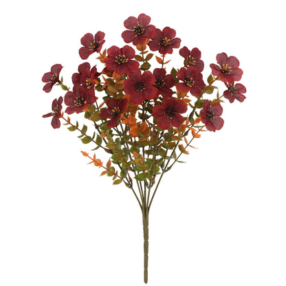 Artificial Autumn Violet Flower Bouquet Weatherproof Faux Fall Floral Stems for Porch & Home
