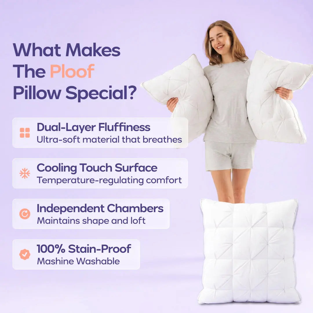 Plush breathable bed pillow in available colors