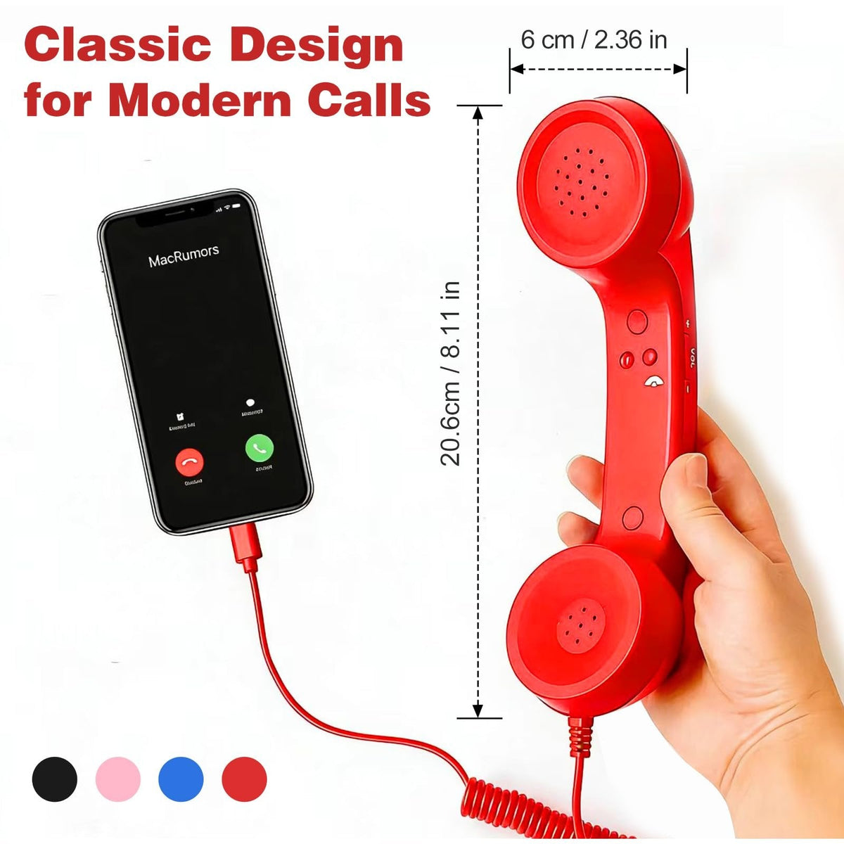 Retro Wired Telephone Handset for Smartphones | Vintage Style Phone Receiver